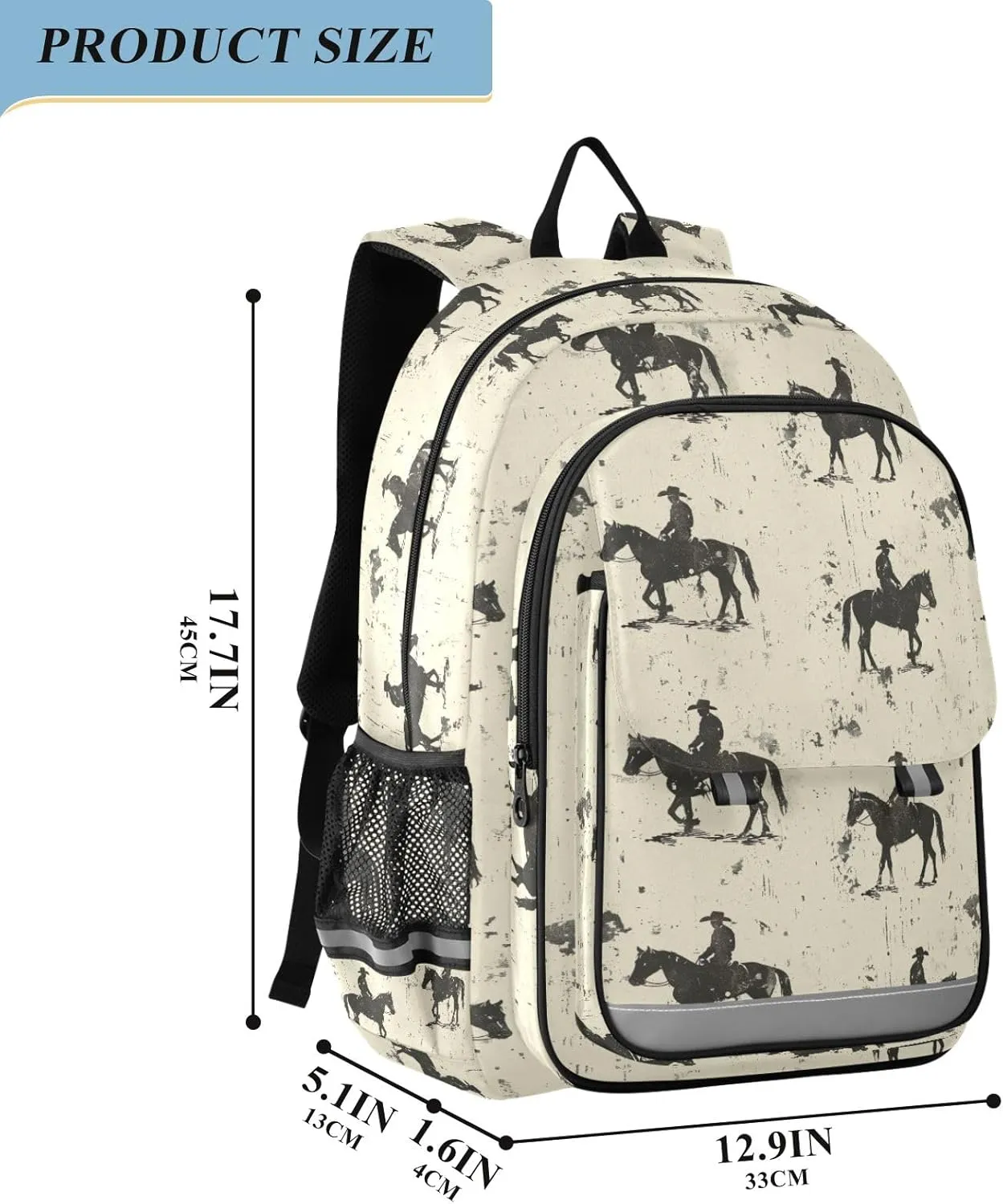 Cowboys Silhouette Children Backpack, Lightweight Large Capacity Elementary Student Backpack, Kid Travel Bags, Backpacks Girl