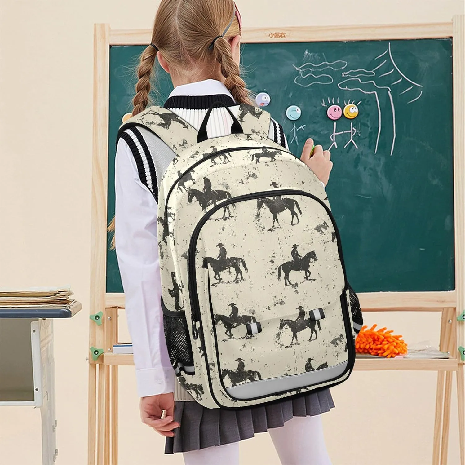 Cowboys Silhouette Children Backpack, Lightweight Large Capacity Elementary Student Backpack, Kid Travel Bags, Backpacks Girl