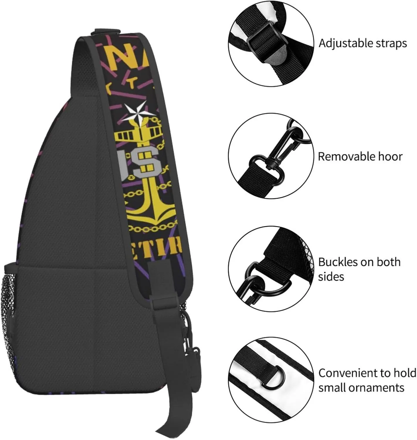Cpo Chief Petty Officer Retired National Small Crossbody Backpack Sling Bag For Men Women Mini One Shoulder Chest Bags Gym Sport Travel Hiking Daypack