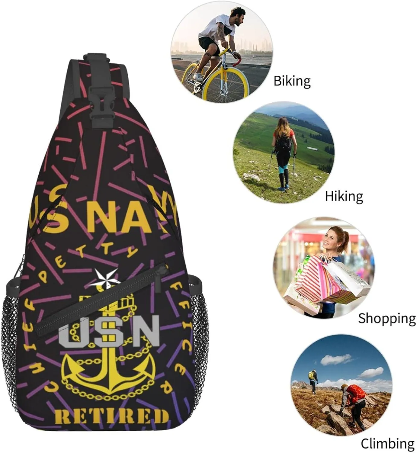 Cpo Chief Petty Officer Retired National Small Crossbody Backpack Sling Bag For Men Women Mini One Shoulder Chest Bags Gym Sport Travel Hiking Daypack