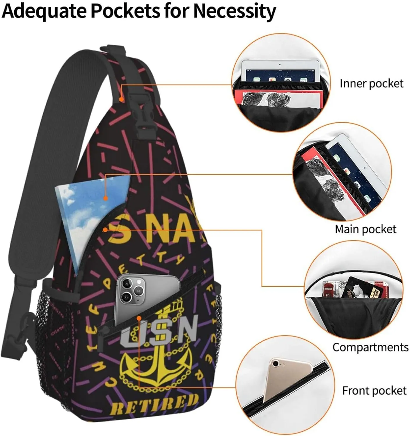 Cpo Chief Petty Officer Retired National Small Crossbody Backpack Sling Bag For Men Women Mini One Shoulder Chest Bags Gym Sport Travel Hiking Daypack