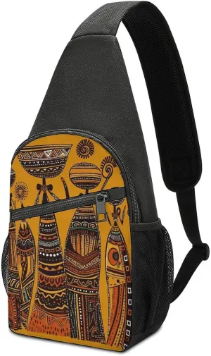 Creative African Culture Sling Bag Lightweight Crossbody Shoulder Backpacks Hiking Travel Daypack Chest Bag for Women Men