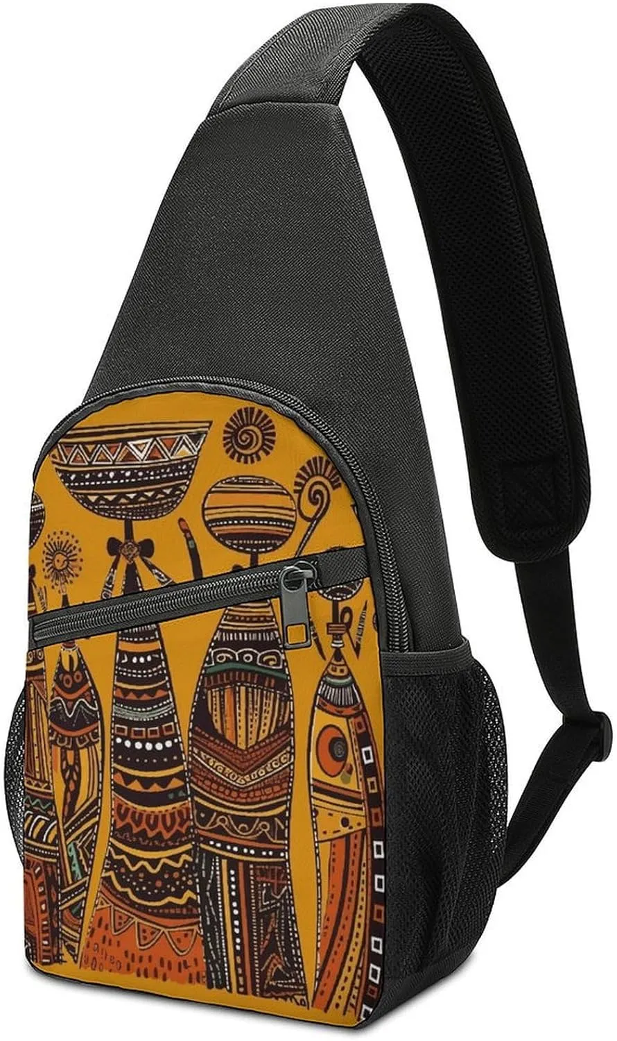 Creative African Culture Sling Bag Lightweight Crossbody Shoulder Backpacks Hiking Travel Daypack Chest Bag for Women Men
