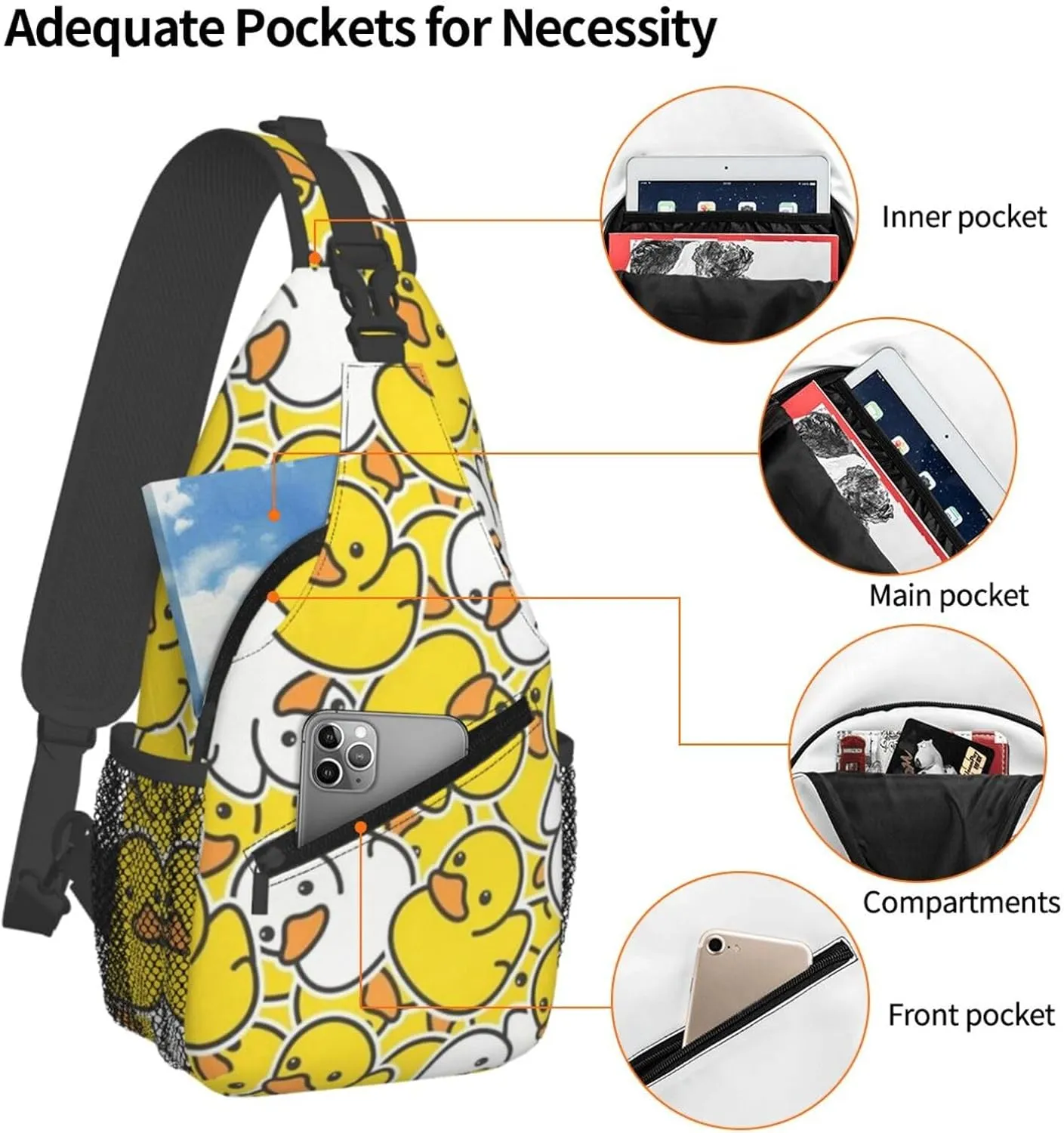 Crispy Fried Chicken Bucket Crossbody Backpack Dachshunds Dog Chest Bag Lightweight One Strap Backpack Multipurpose Travel Hiking For Men Women