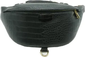 Crocodile pattern Pack Crossbody Bags Belt Chest Bag for Women Men Belt Bag Fashion Waist Packs for Hiking Walking Biking Travel Cycling (Black 2)