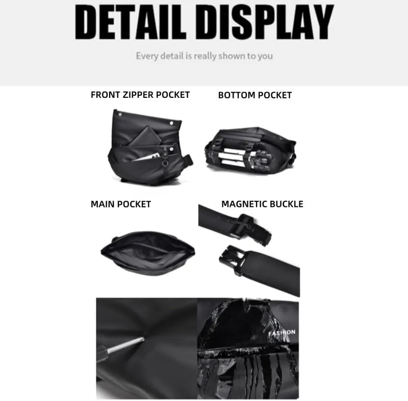 Crossbody Bag for Men, Leather Backpack Sling Bags Hiking Daypack Shoulder Strap Casual Backpacks for Travel 2025 (Black)