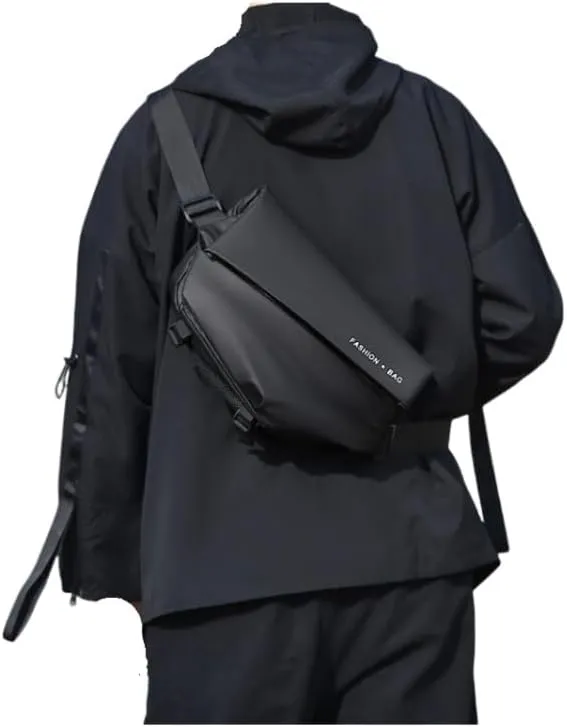 Crossbody Bag for Men, Leather Backpack Sling Bags Hiking Daypack Shoulder Strap Casual Backpacks for Travel 2025 (Black)
