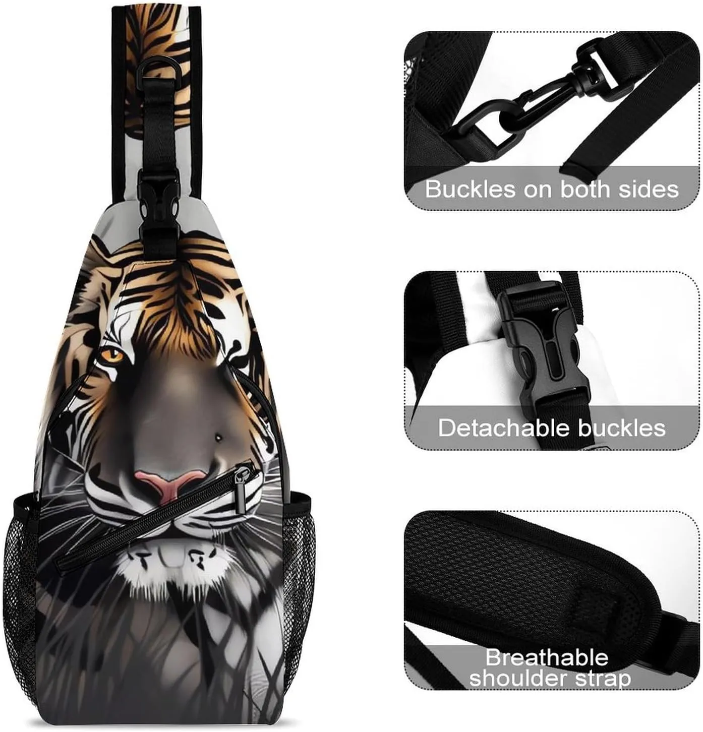 Crossbody Bag for Women Men Chest Bag Summer Parrot Pineapple Bird Sling Bag Crossbody Shoulder Bag Sling Backpack