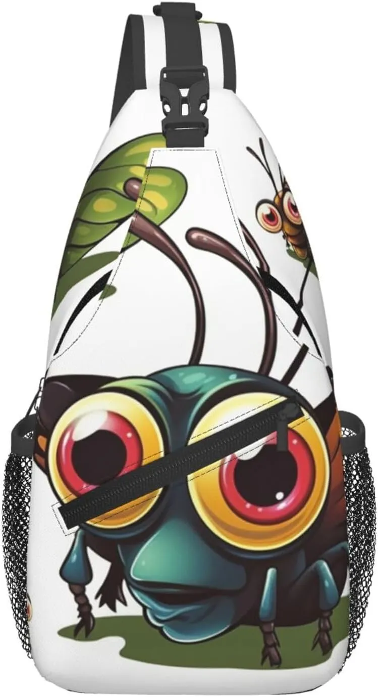 Crossbody Bag Sling Backpack Cartoon Insect Travel Hiking Chest Bag Daypack for Women Men