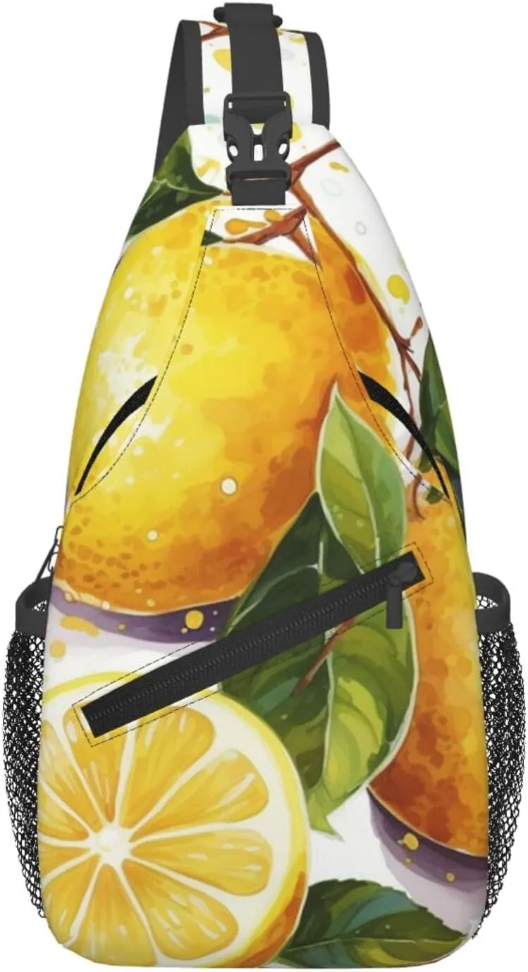 Crossbody Bag Sling Backpack Fruits Lemon Travel Hiking Chest Bag Daypack for Women Men
