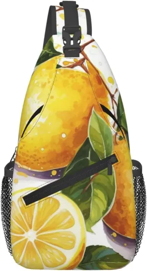 Crossbody Bag Sling Backpack Fruits Lemon Travel Hiking Chest Bag Daypack for Women Men