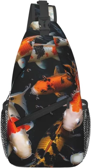 Crossbody Bag Sling Backpack Japan Fancy Koi Carp Fishes Travel Hiking Chest Bag Daypack for Women Men