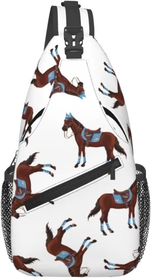 Crossbody Bags For Women Men Horse Race Sling Backpack Chest Shoulder Bag Gym Cycling Travel Hiking Daypack