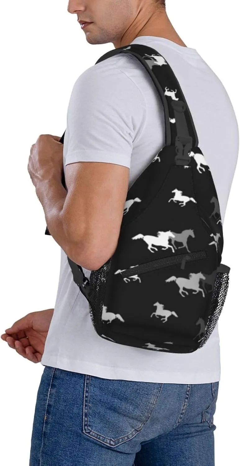 Crossbody Bags For Women Men Horse Race Sling Backpack Chest Shoulder Bag Gym Cycling Travel Hiking Daypack