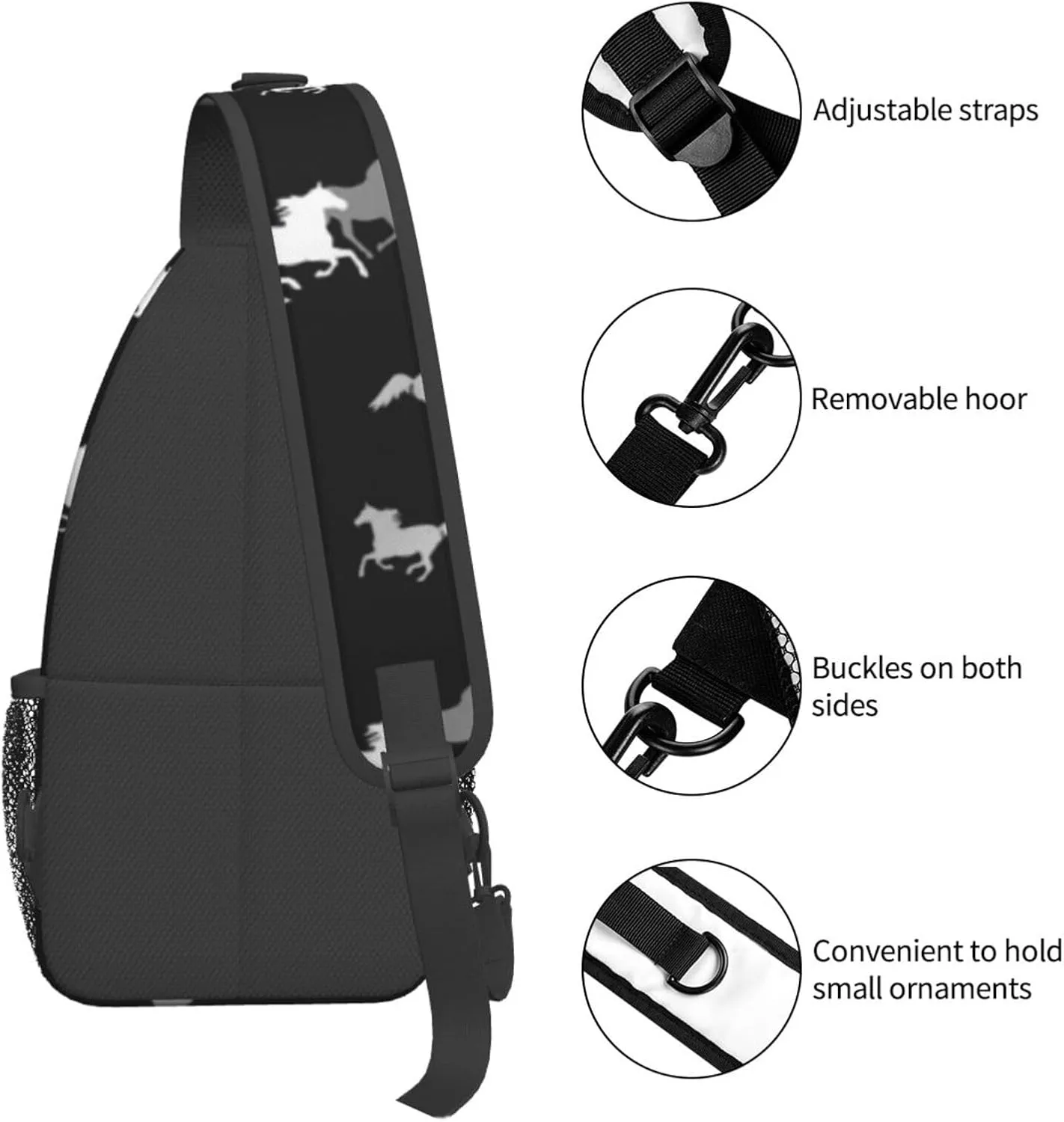 Crossbody Bags For Women Men Horse Race Sling Backpack Chest Shoulder Bag Gym Cycling Travel Hiking Daypack