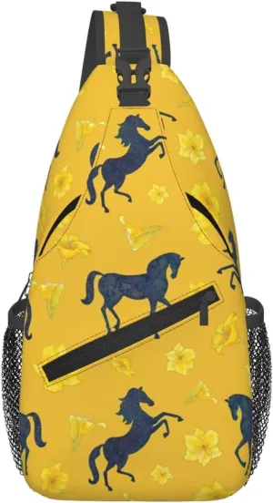 Crossbody Bags For Women Men Horse Race Sling Backpack Chest Shoulder Bag Gym Cycling Travel Hiking Daypack