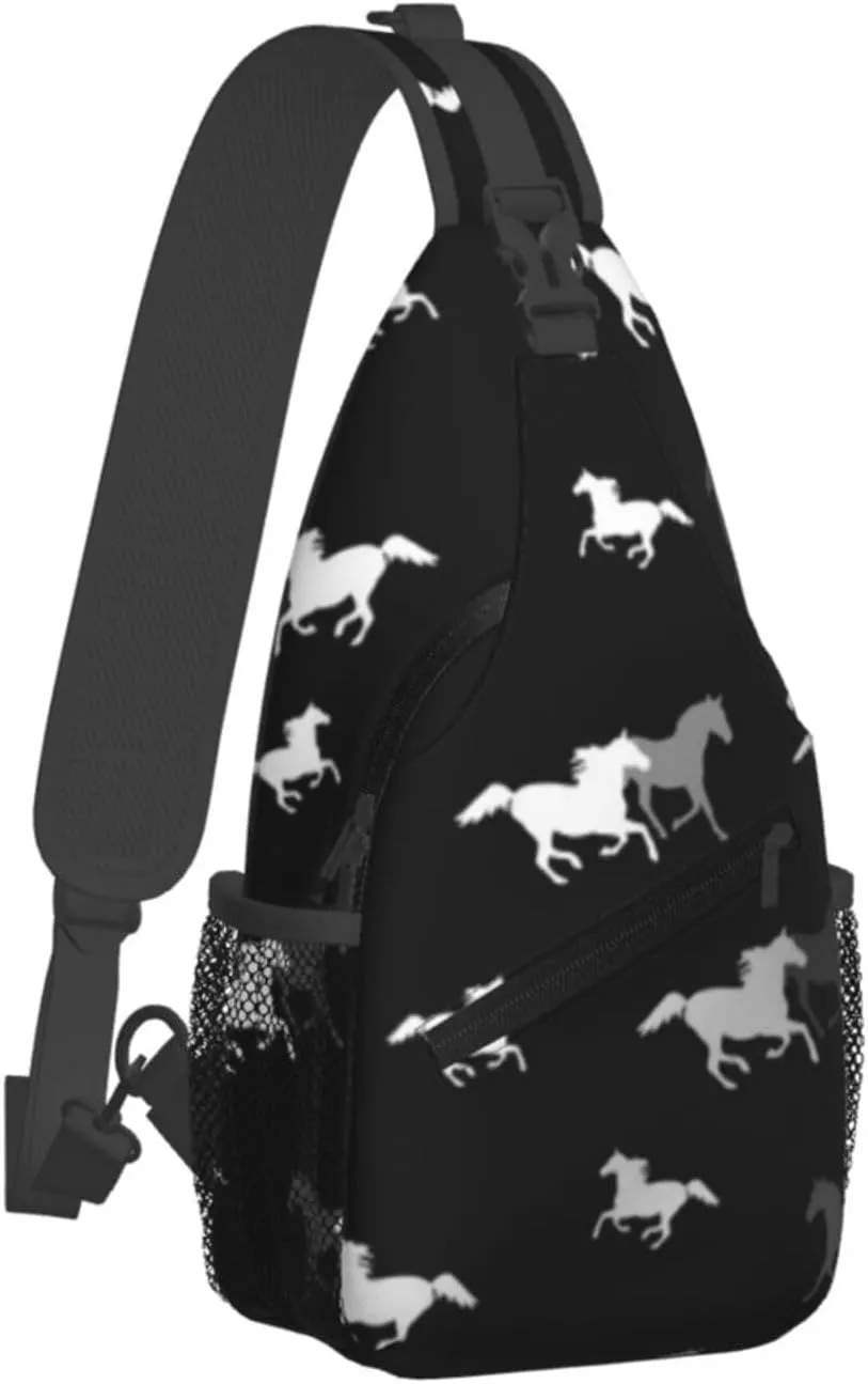 Crossbody Bags For Women Men Horse Race Sling Backpack Chest Shoulder Bag Gym Cycling Travel Hiking Daypack