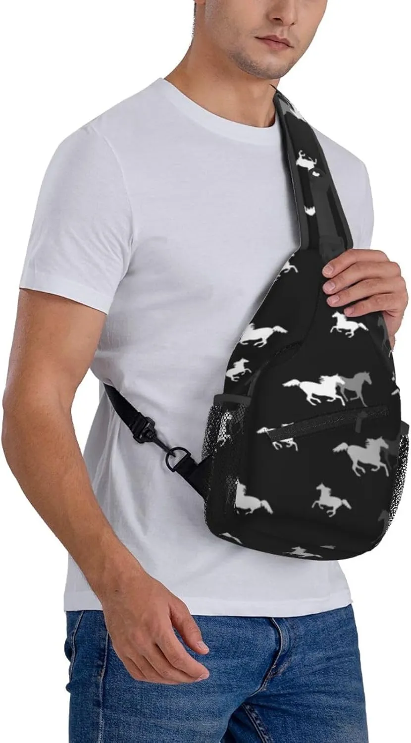 Crossbody Bags For Women Men Horse Race Sling Backpack Chest Shoulder Bag Gym Cycling Travel Hiking Daypack