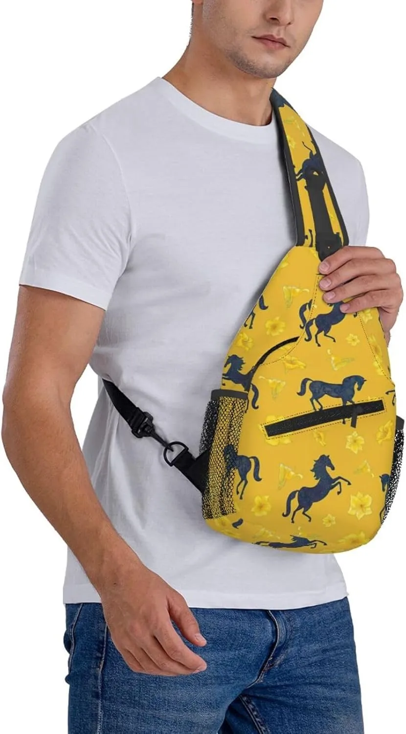 Crossbody Bags For Women Men Horse Race Sling Backpack Chest Shoulder Bag Gym Cycling Travel Hiking Daypack
