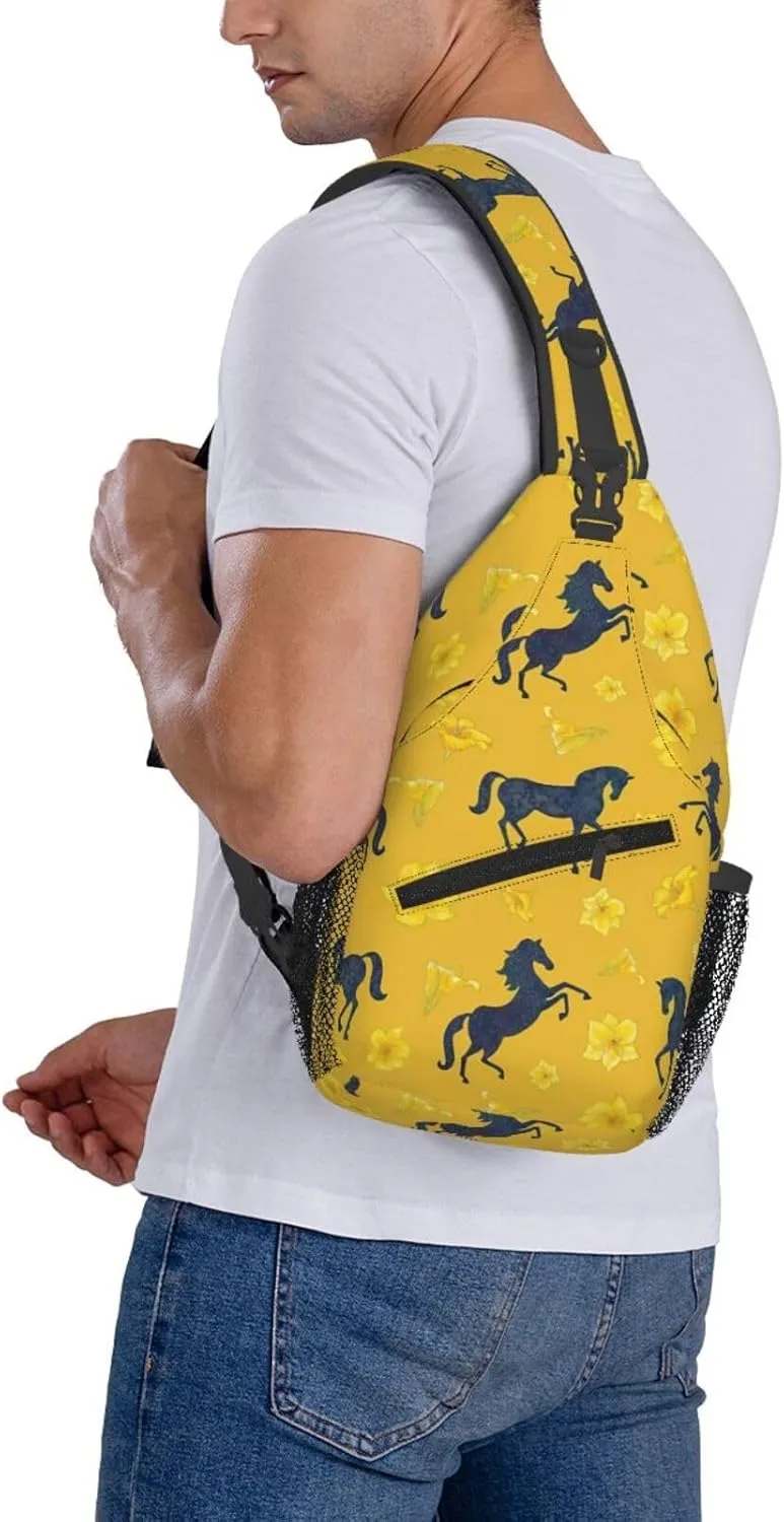 Crossbody Bags For Women Men Horse Race Sling Backpack Chest Shoulder Bag Gym Cycling Travel Hiking Daypack