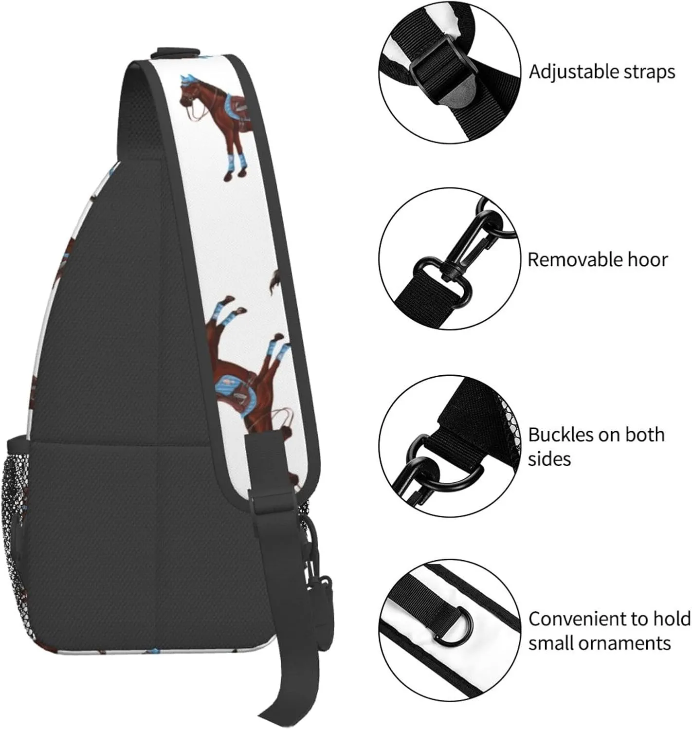 Crossbody Bags For Women Men Horse Race Sling Backpack Chest Shoulder Bag Gym Cycling Travel Hiking Daypack