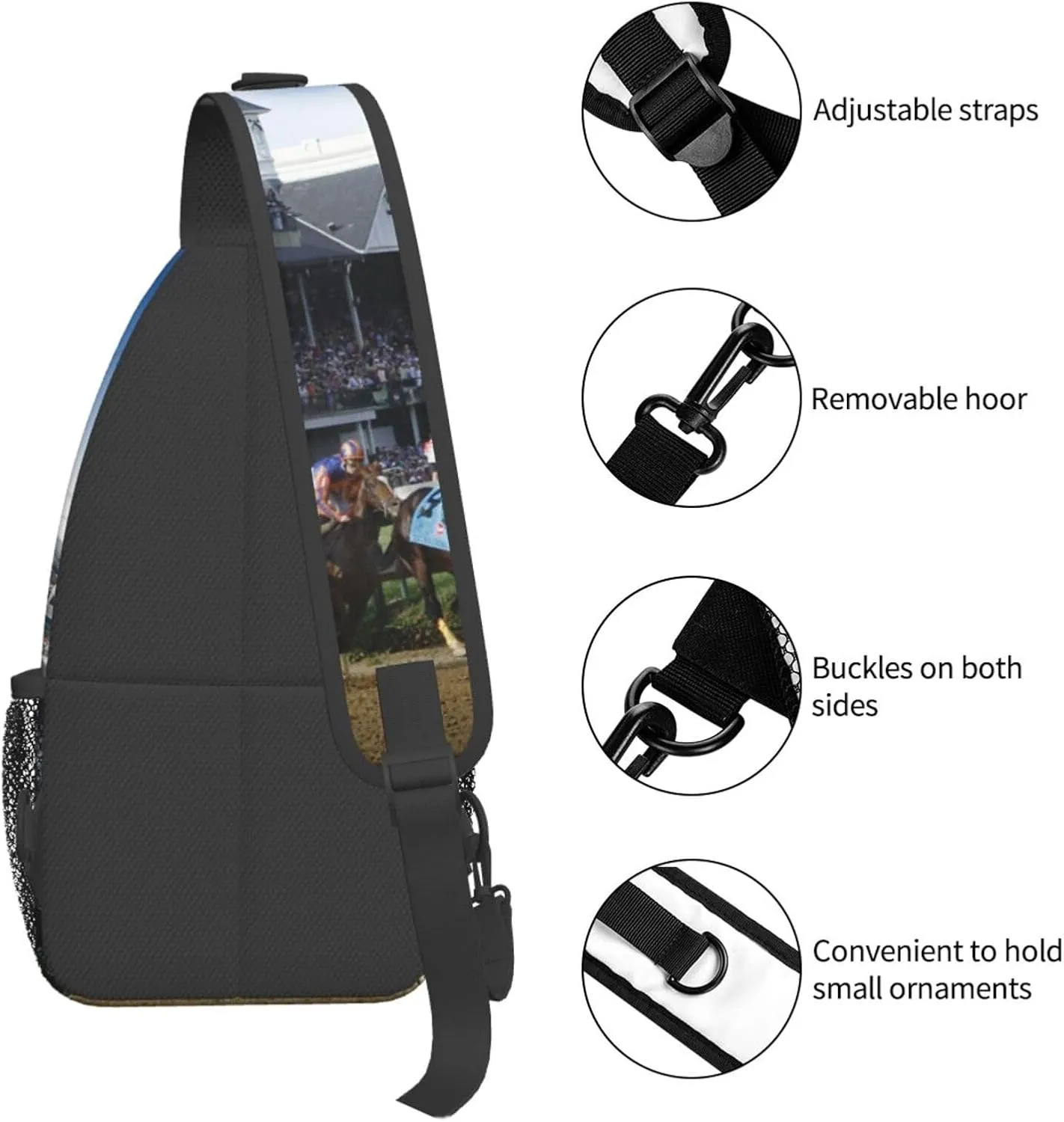 Crossbody Bags For Women Men Horse Race Sling Backpack Chest Shoulder Bag Gym Cycling Travel Hiking Daypack