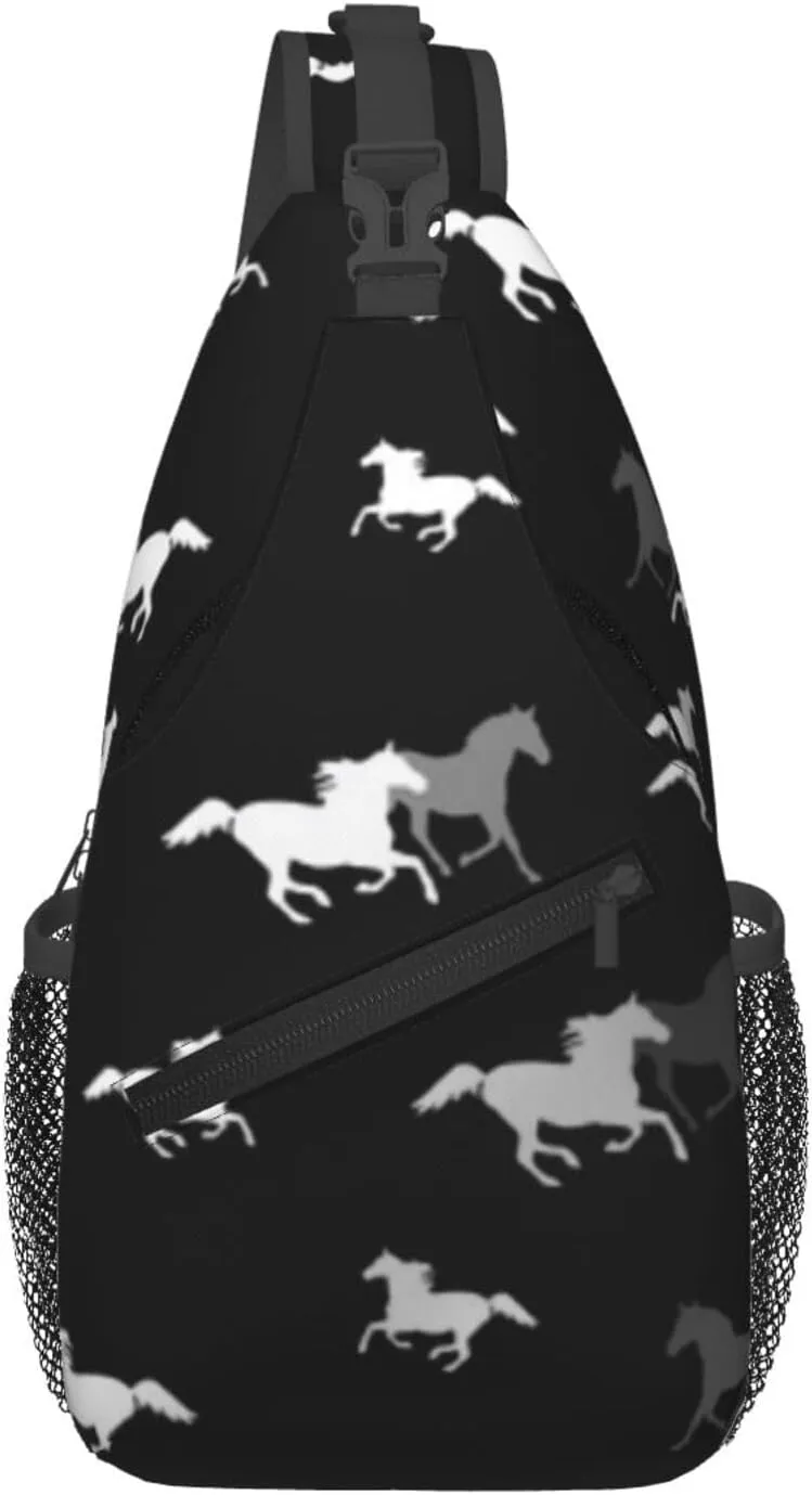 Crossbody Bags For Women Men Horse Race Sling Backpack Chest Shoulder Bag Gym Cycling Travel Hiking Daypack