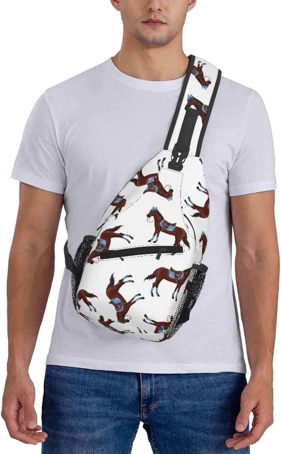 Crossbody Bags For Women Men Horse Race Sling Backpack Chest Shoulder Bag Gym Cycling Travel Hiking Daypack