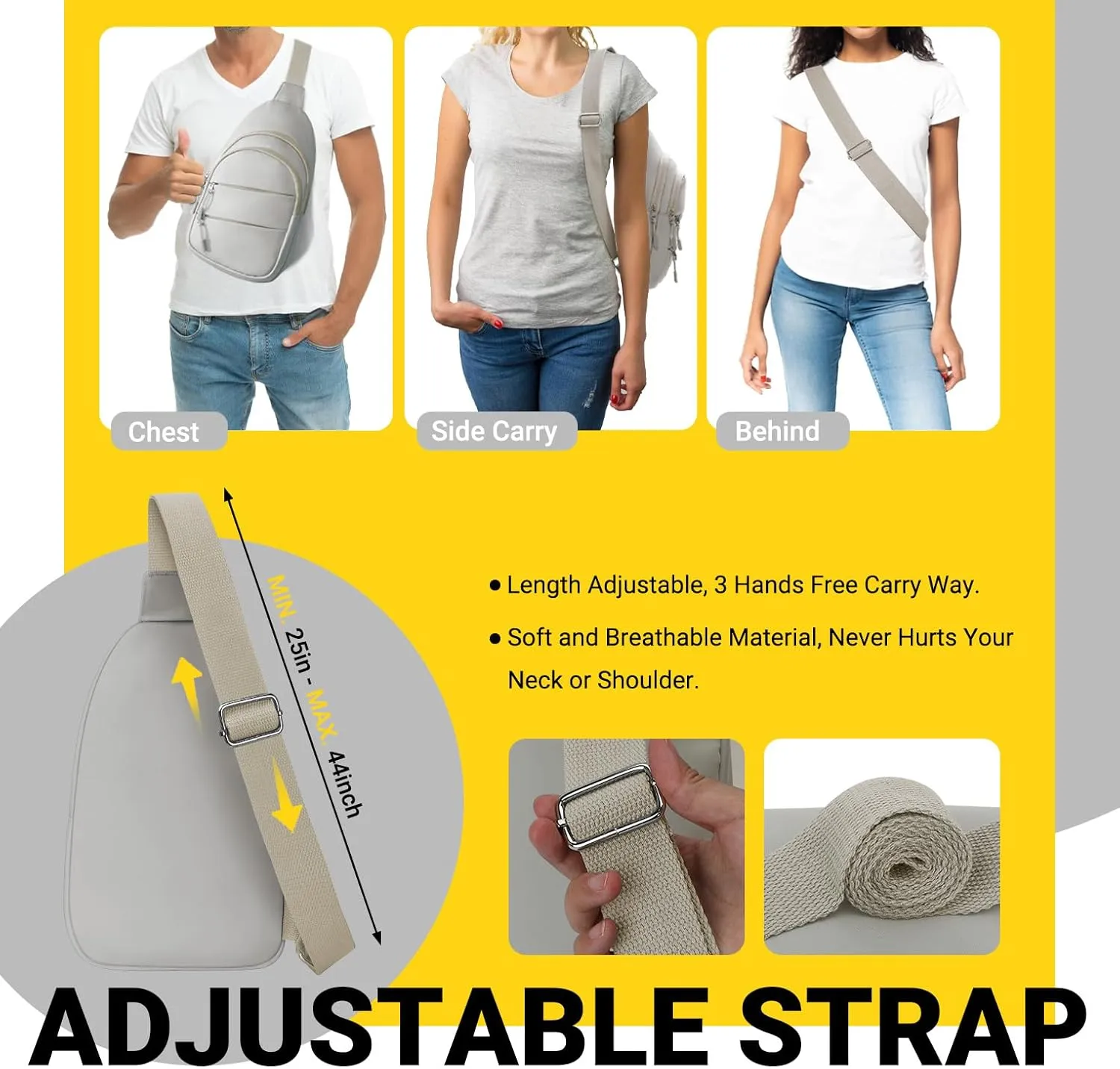 Crossbody Bags for Women, Sling Bag for Men, Small Hiking Backpack Anti Theft Lightweight for Outdoors Travel (M, Khaki)
