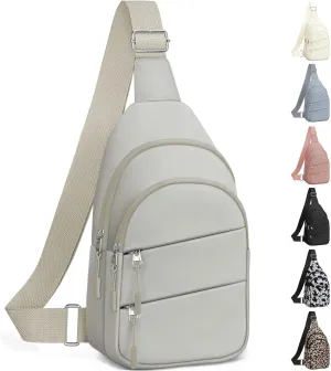 Crossbody Bags for Women, Sling Bag for Men, Small Hiking Backpack Anti Theft Lightweight for Outdoors Travel (M, Khaki)
