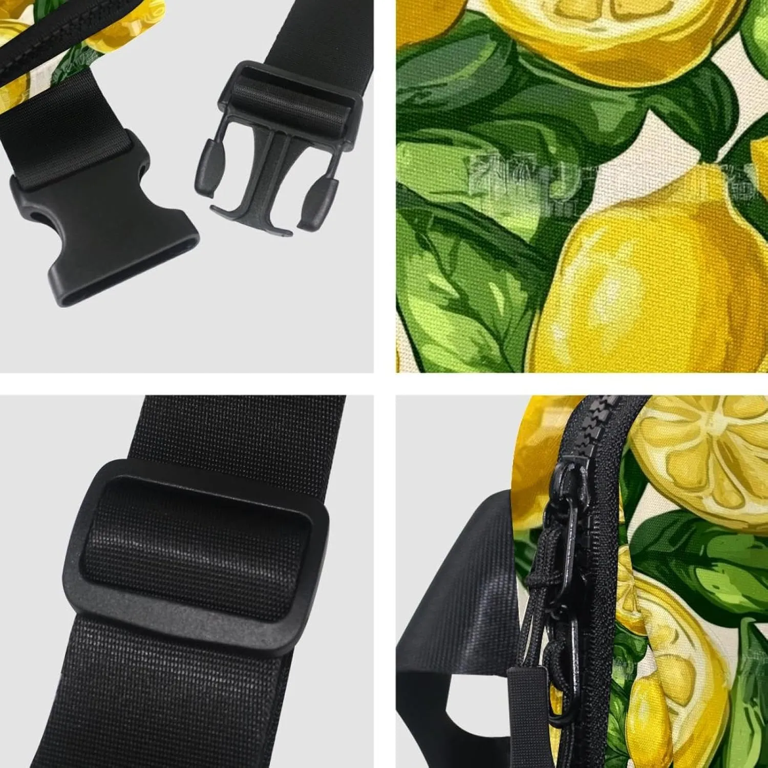 Crossbody Belt Bag for Women Men, Lemon Leaves Pattern Fanny Packs with Zipper Pockets,Waterproof Waist Packs with Adjustable Strap for Workout Running Traveling Hiking