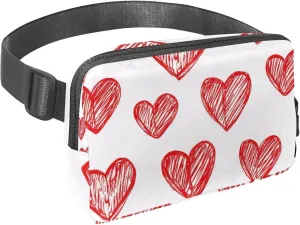 Crossbody Belt Bag for Women Men, Line Red Heart Fanny Packs with Zipper Pockets,Waterproof Waist Packs with Adjustable Strap for Workout Running Traveling Hiking