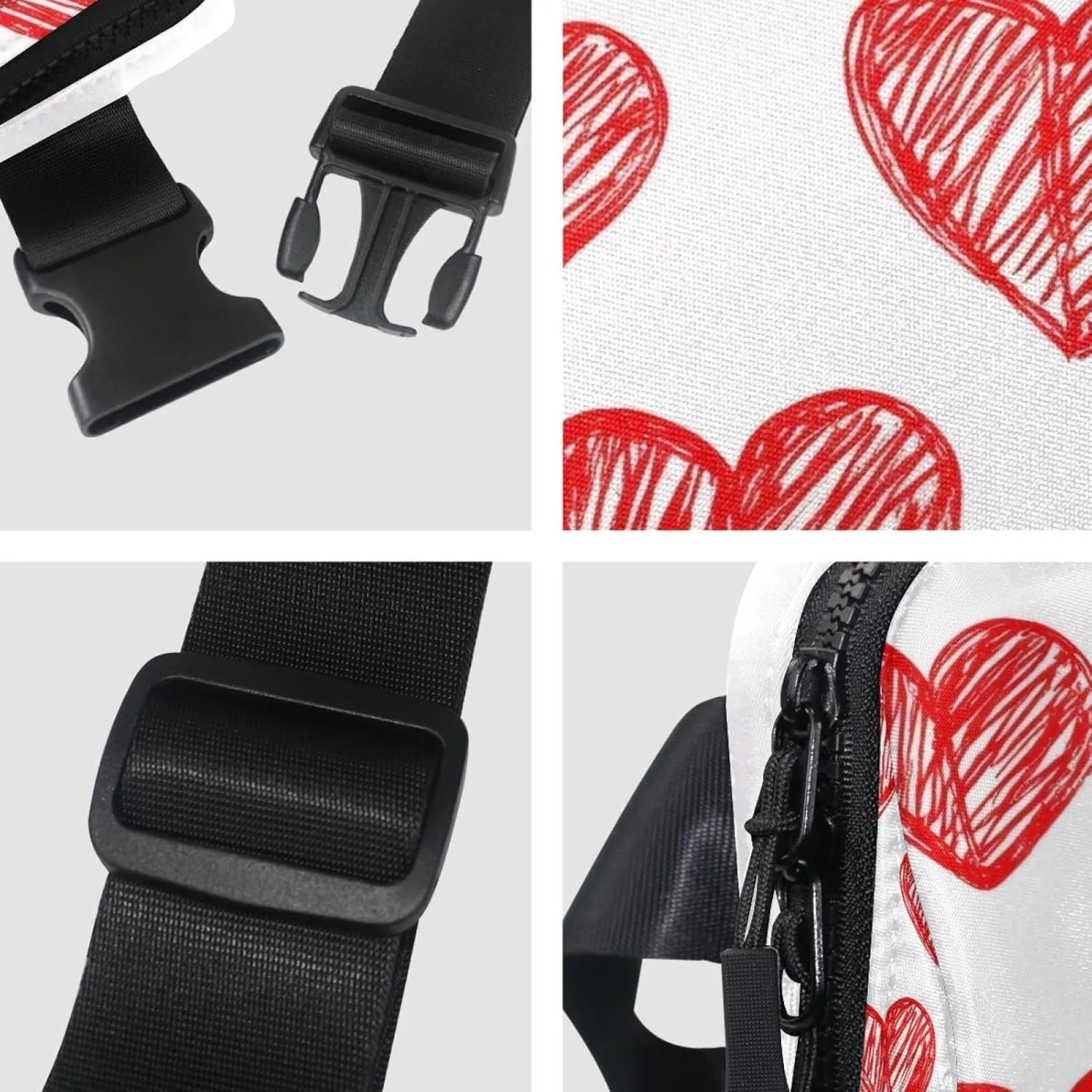 Crossbody Belt Bag for Women Men, Line Red Heart Fanny Packs with Zipper Pockets,Waterproof Waist Packs with Adjustable Strap for Workout Running Traveling Hiking