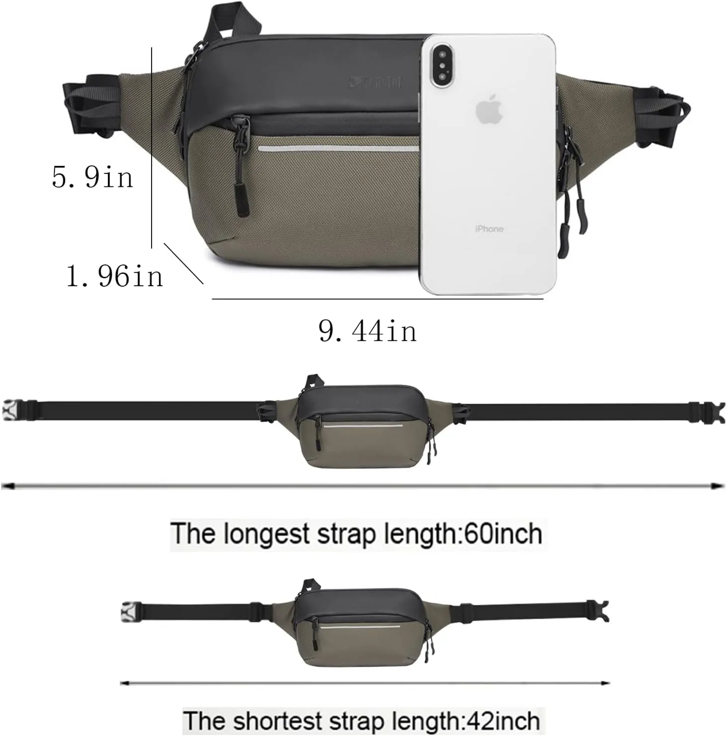 Crossbody Fanny Pack Belt Bag for Women & Men with Multi-Pockets, Waterproof Sling Bag for Travel, Running, Hiking, Cycling, Fashion Waist Bag Fits All Phones, Perfect Running Bag
