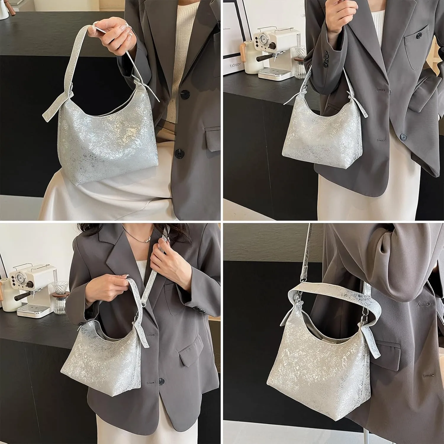 Crossbody Purses for Women Trendy Hobo Bag Vegan Leather Shoulder Hand Bag Hobo Guitar Strap Purse Satchel Bags