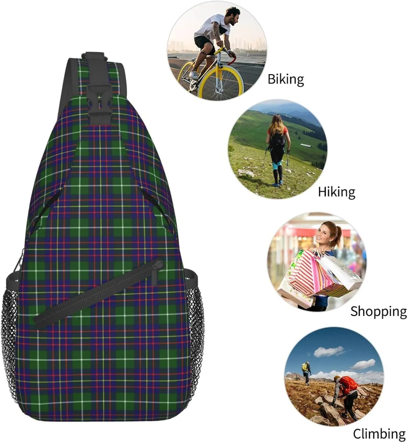 Crossbody Sling Backpack Clan Inglis Modern Tartan Shoulder Chest Bag Daypack for Traveling Sport