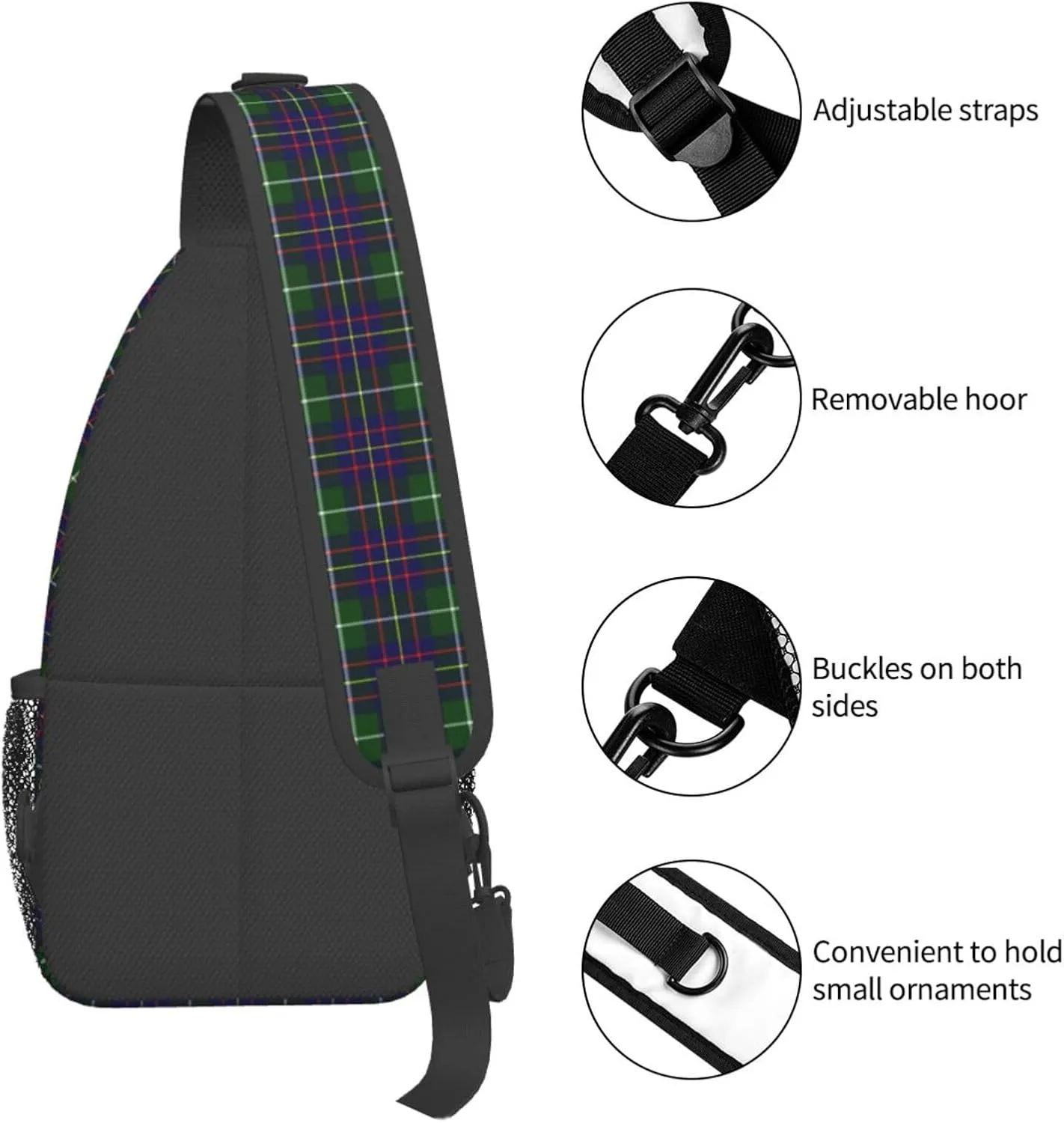Crossbody Sling Backpack Clan Inglis Modern Tartan Shoulder Chest Bag Daypack for Traveling Sport