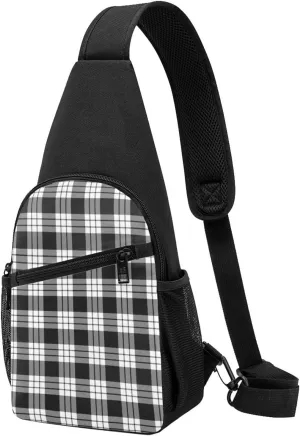 Crossbody Sling Backpack MacFarlane Black and White Tartan Shoulder Chest Bag Daypack for Traveling Sport