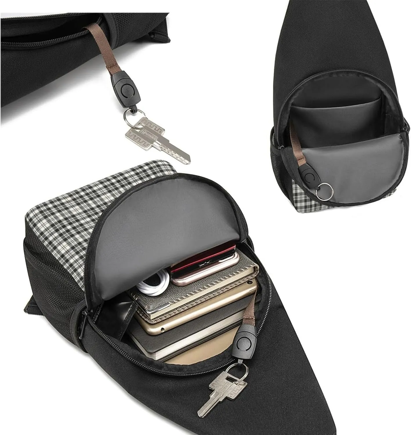 Crossbody Sling Backpack Scott Black White Ancient Tartan Shoulder Chest Bag Daypack for Traveling Sport