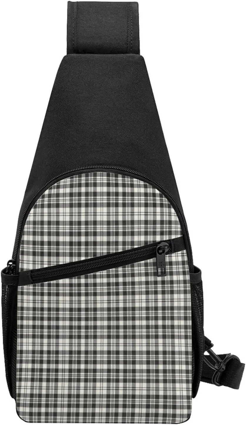 Crossbody Sling Backpack Scott Black White Ancient Tartan Shoulder Chest Bag Daypack for Traveling Sport