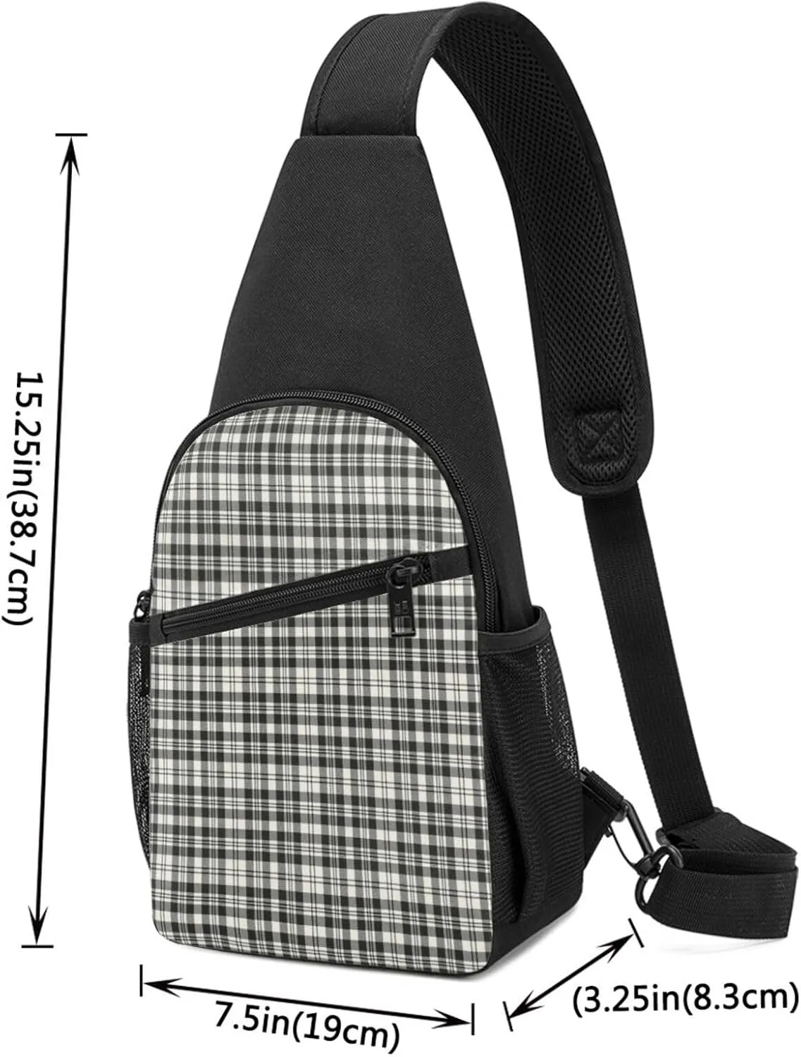 Crossbody Sling Backpack Scott Black White Ancient Tartan Shoulder Chest Bag Daypack for Traveling Sport