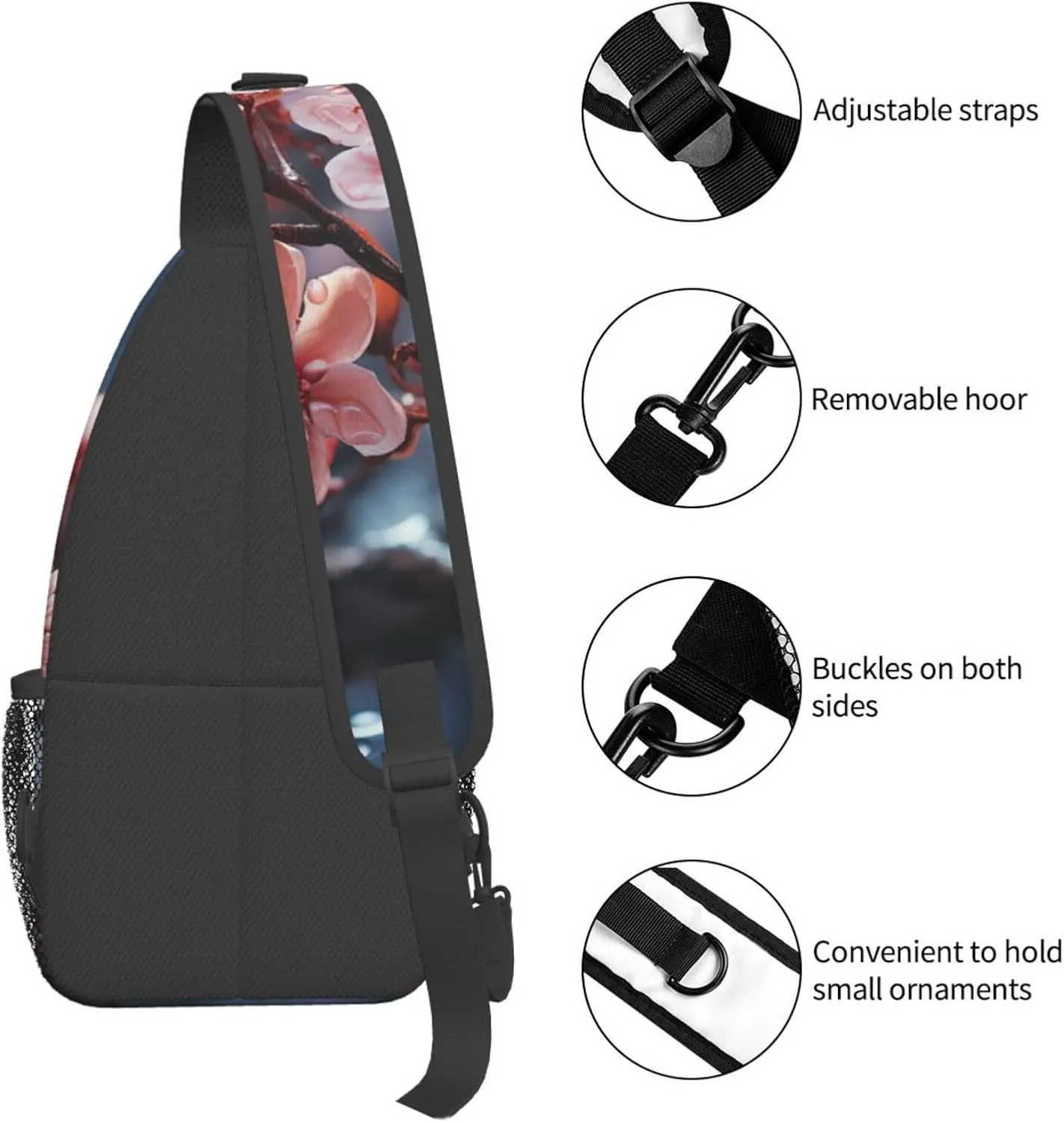 Crossbody Sling Backpack Sling Bag For Men Women Cross Chest Bag Shoulder Bag Branches Of Flowers Travel Hiking Daypack