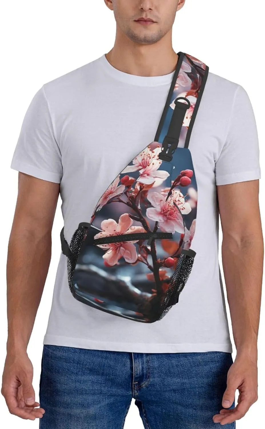 Crossbody Sling Backpack Sling Bag For Men Women Cross Chest Bag Shoulder Bag Branches Of Flowers Travel Hiking Daypack