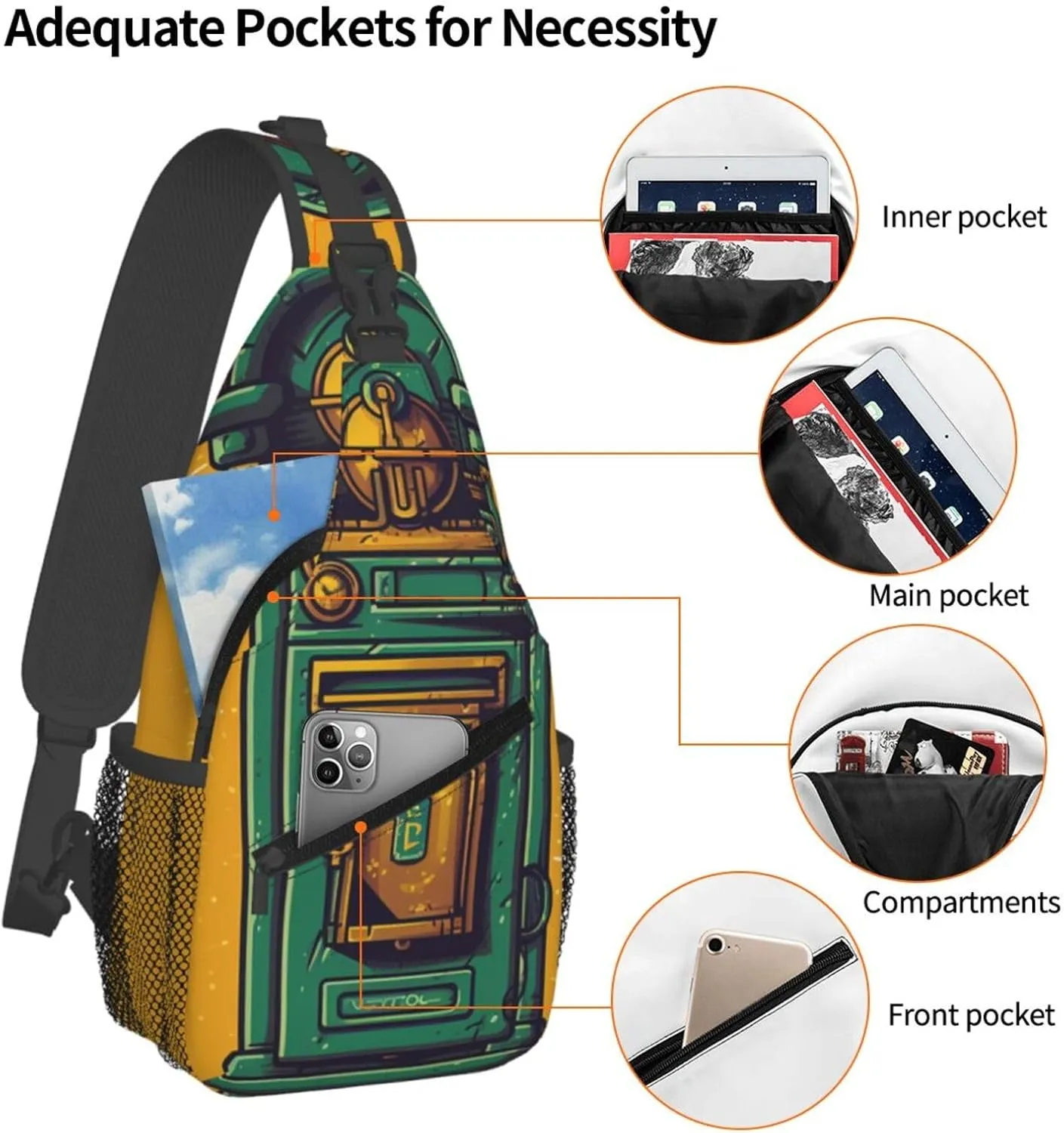 Crossbody Sling Backpack Sling Bag For Men Women Cross Chest Bag Shoulder Bag Card Communication Box Travel Hiking Daypack
