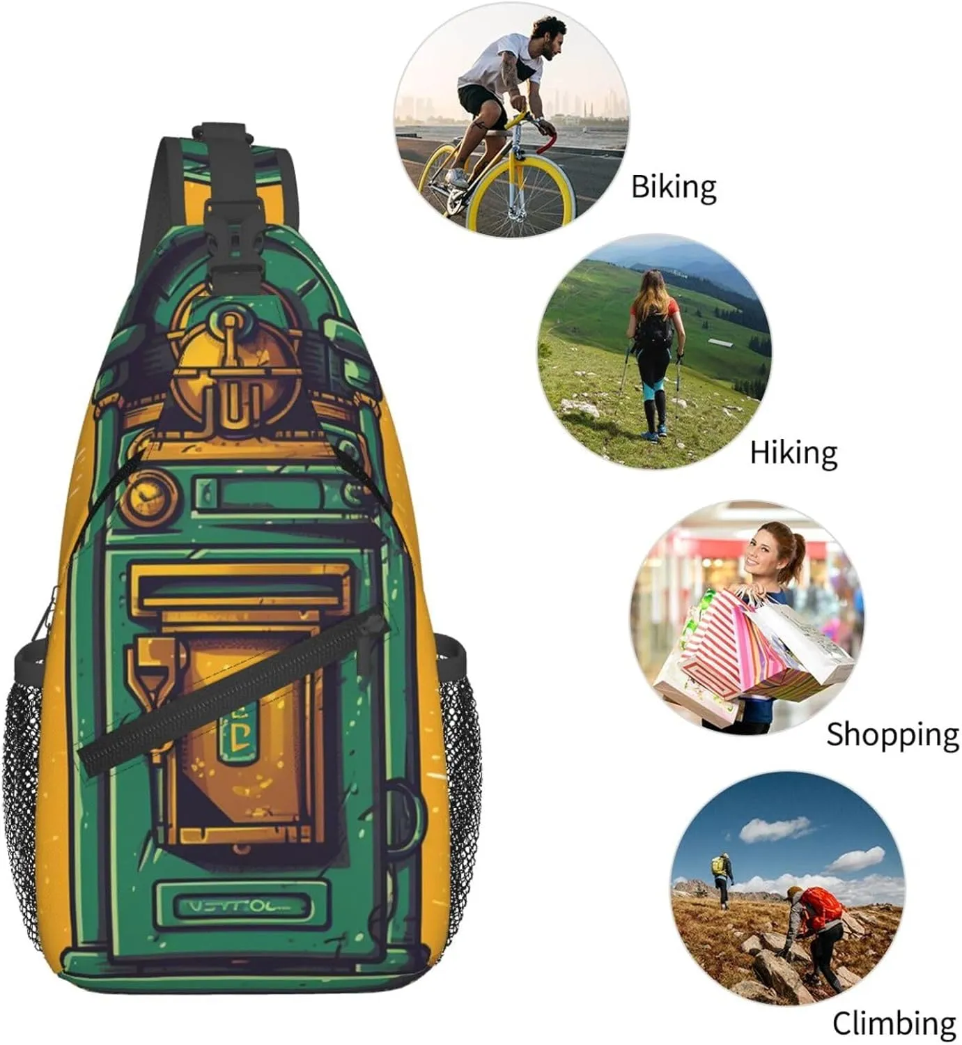 Crossbody Sling Backpack Sling Bag For Men Women Cross Chest Bag Shoulder Bag Card Communication Box Travel Hiking Daypack