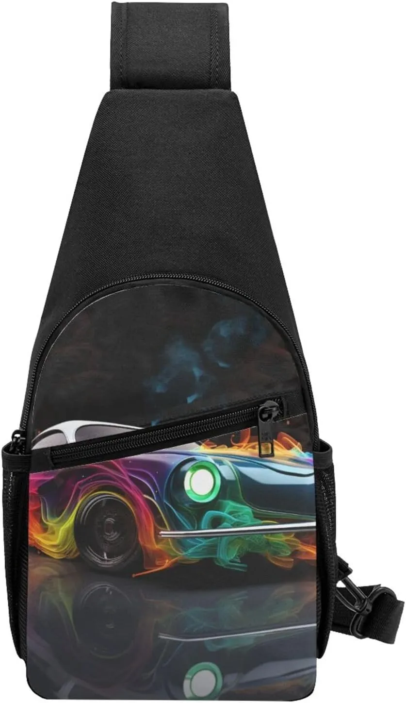 Crossbody Sling Backpack Sling Bag for Men Women Cross Chest Bag Shoulder Bag Cars colorful Travel Hiking Daypack