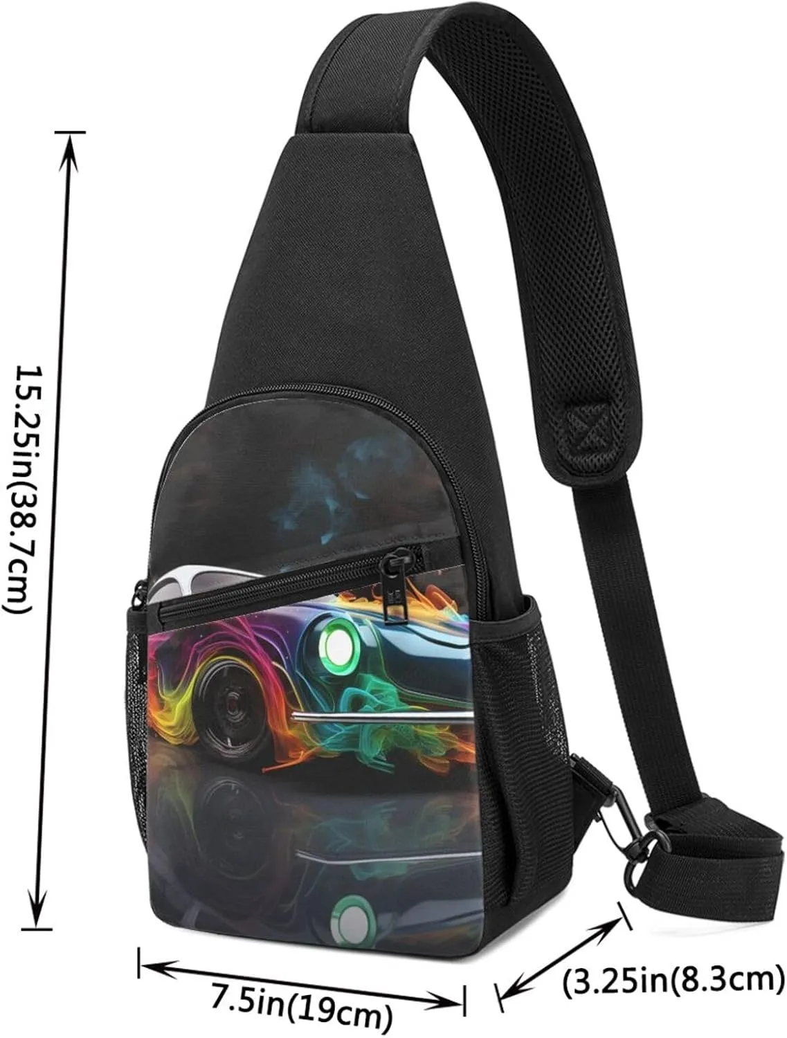 Crossbody Sling Backpack Sling Bag for Men Women Cross Chest Bag Shoulder Bag Cars colorful Travel Hiking Daypack
