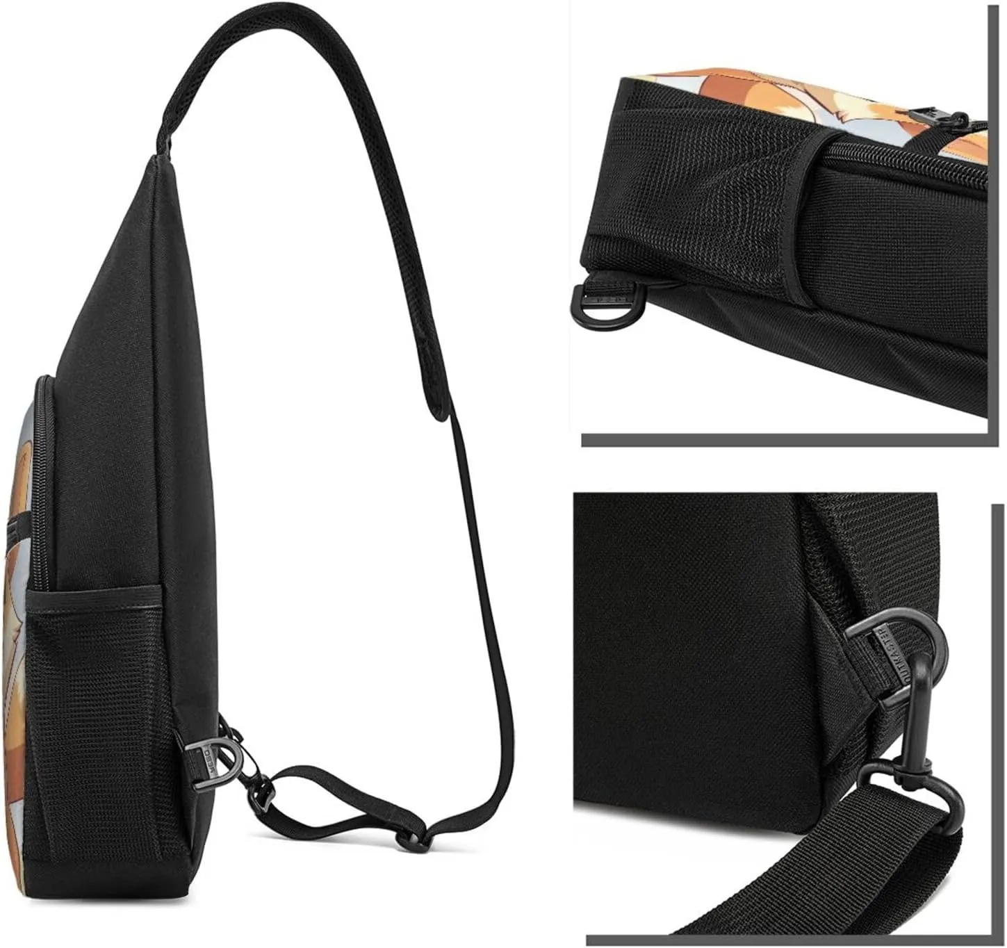 Crossbody Sling Backpack Sling Bag for Men Women Cross Chest Bag Shoulder Bag Cartoon shiba Inu dog Travel Hiking Daypack