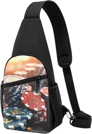 Crossbody Sling Backpack Sling Bag for Men Women Cross Chest Bag Shoulder Bag Casino Chips Travel Hiking Daypack