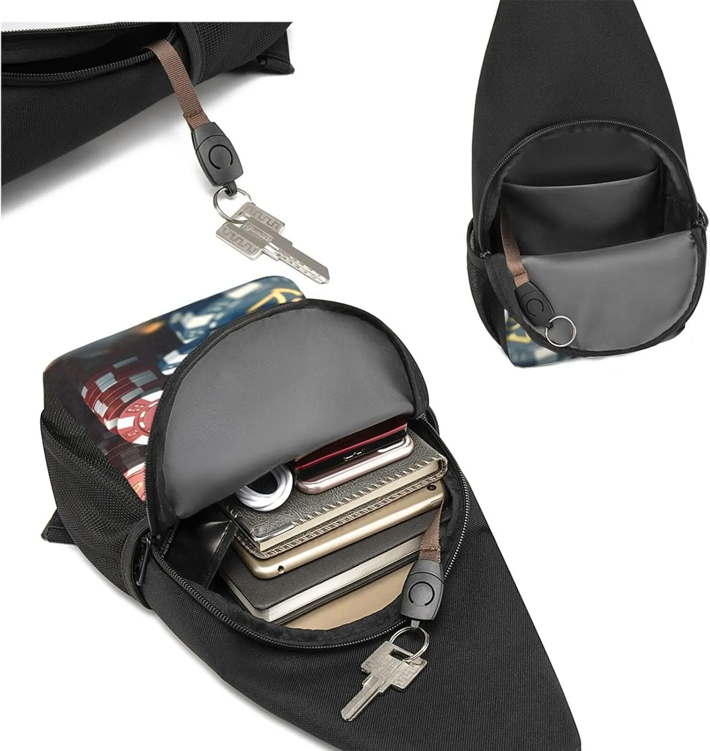 Crossbody Sling Backpack Sling Bag for Men Women Cross Chest Bag Shoulder Bag Casino Chips Travel Hiking Daypack